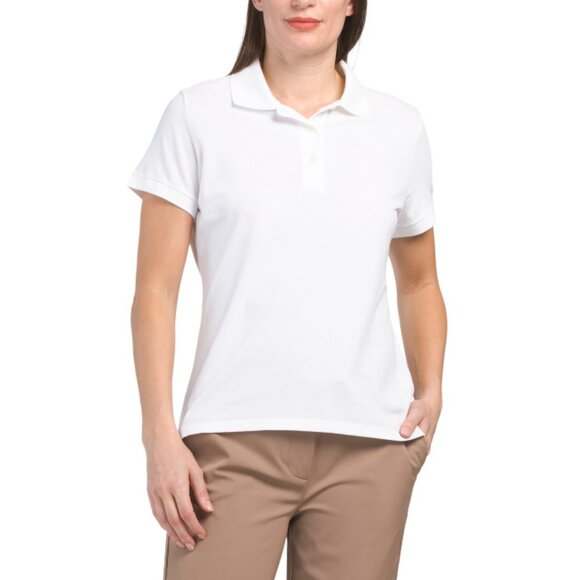 RENWICK GOLF White Pima Cotton Sunwashed Pique Polo - Picture 1 of 2